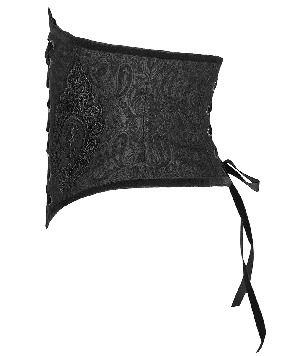 WS-428 Lethia Gothic Cincher Corset - Black Jacquard