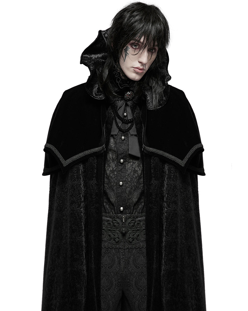 WY-1378 Mens Gothic Vampire Flocked Velvet Cloak