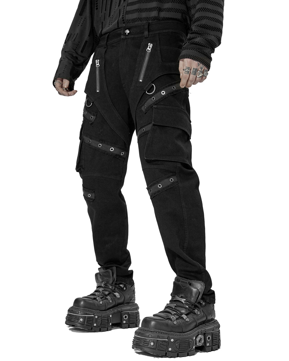 WK-533 Mens Apocalyptic Punk Deconstructed Cargo Pants