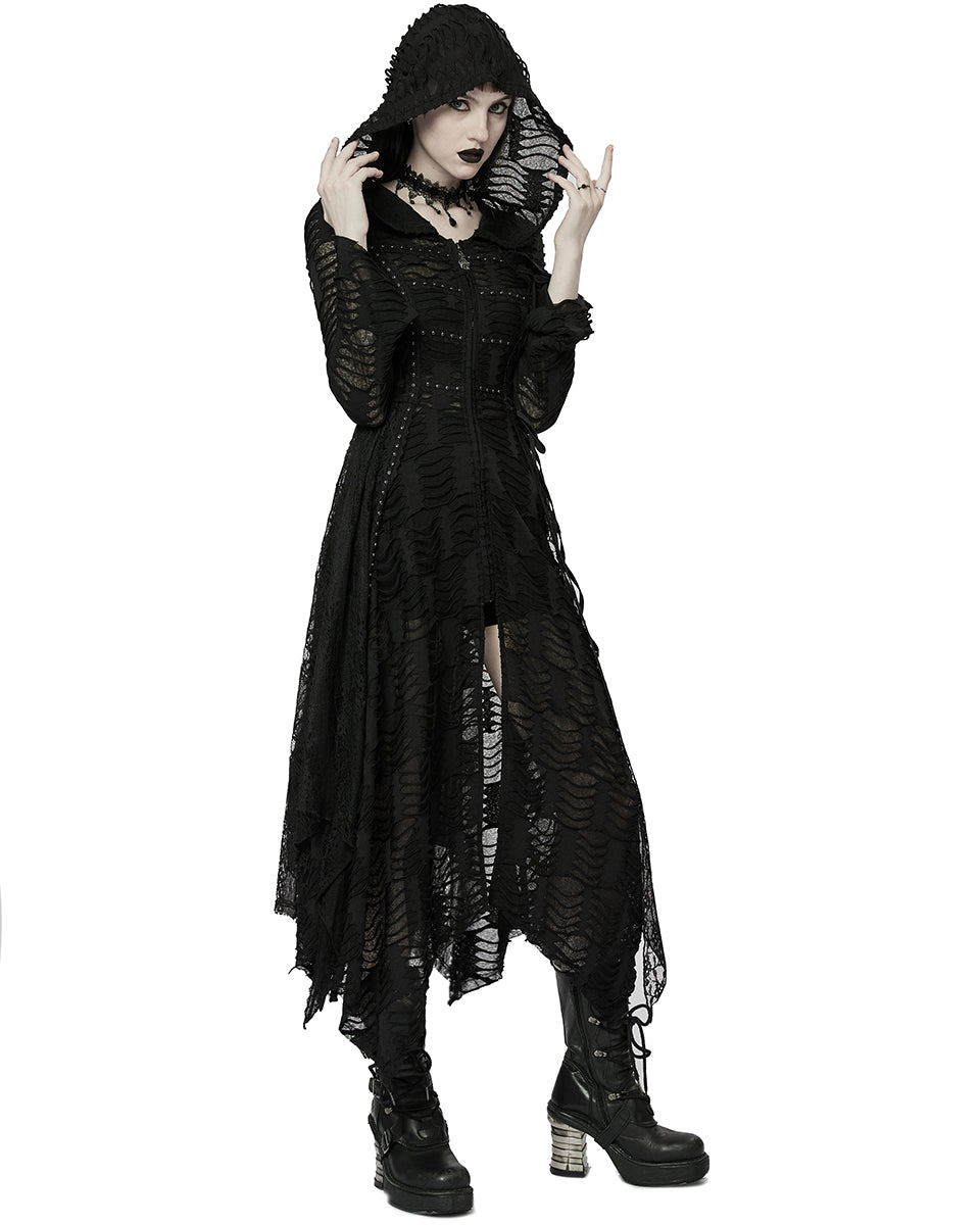 WY-1393 Decayed Ruins Shredded Apocalyptic Witch Hooded Cloak Jacket