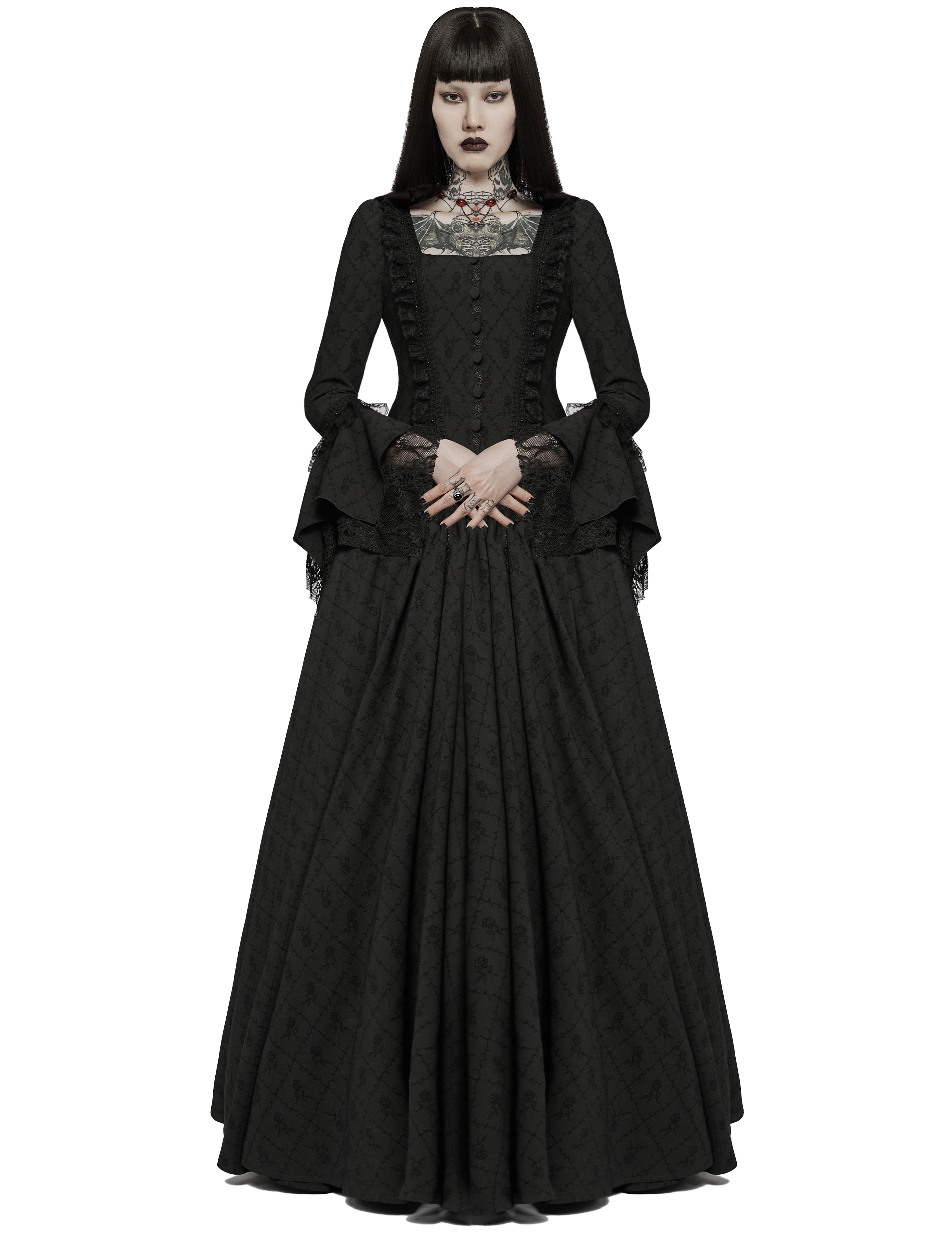 WQ-600 Womens Gothic Thorned Rose Gown Dress