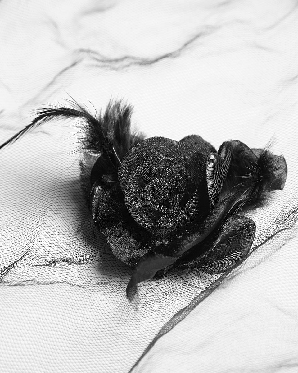 S-224 Black Rose Gothic Wedding Veil