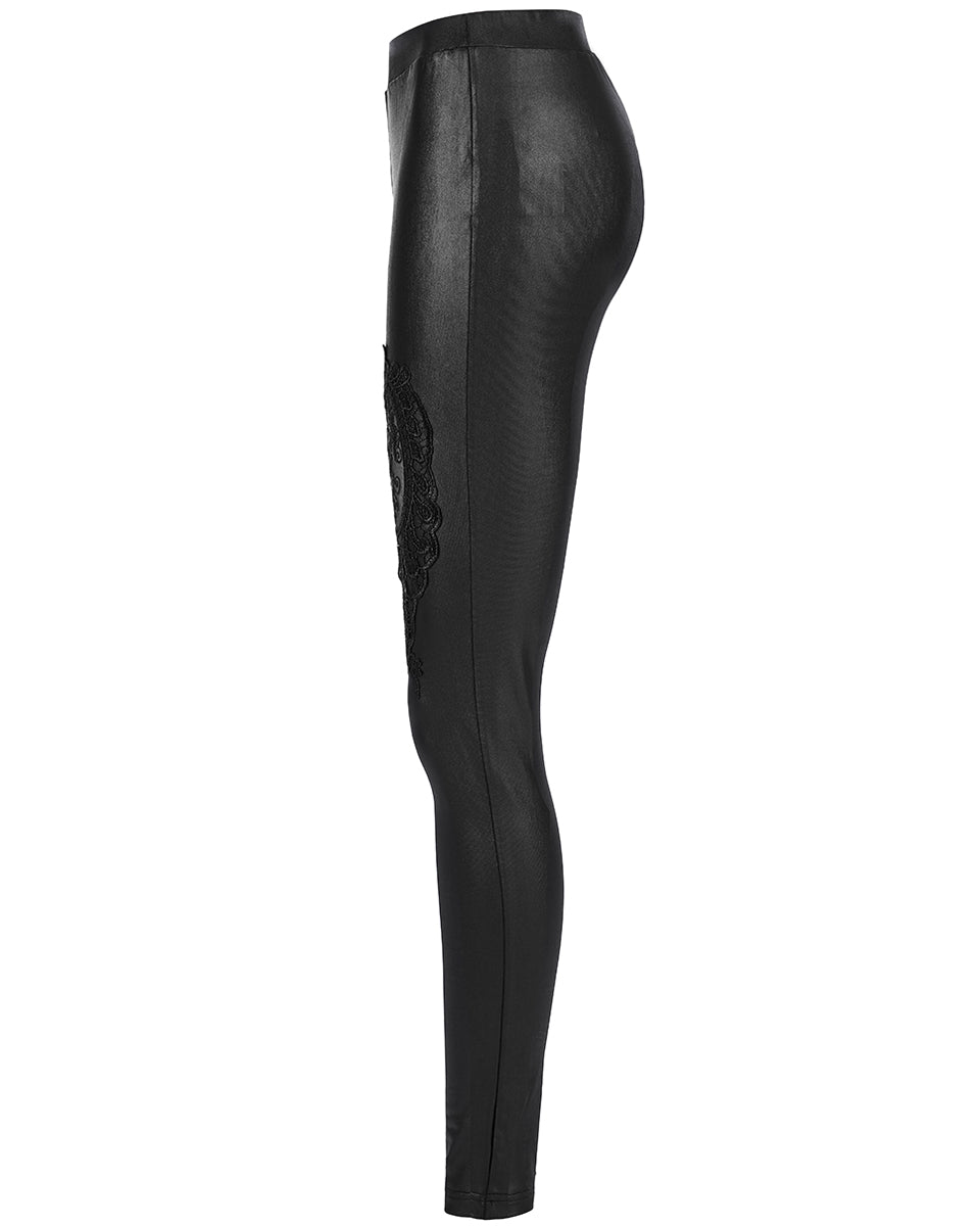 WK-522 Womens Gothic Lace Applique Leggings