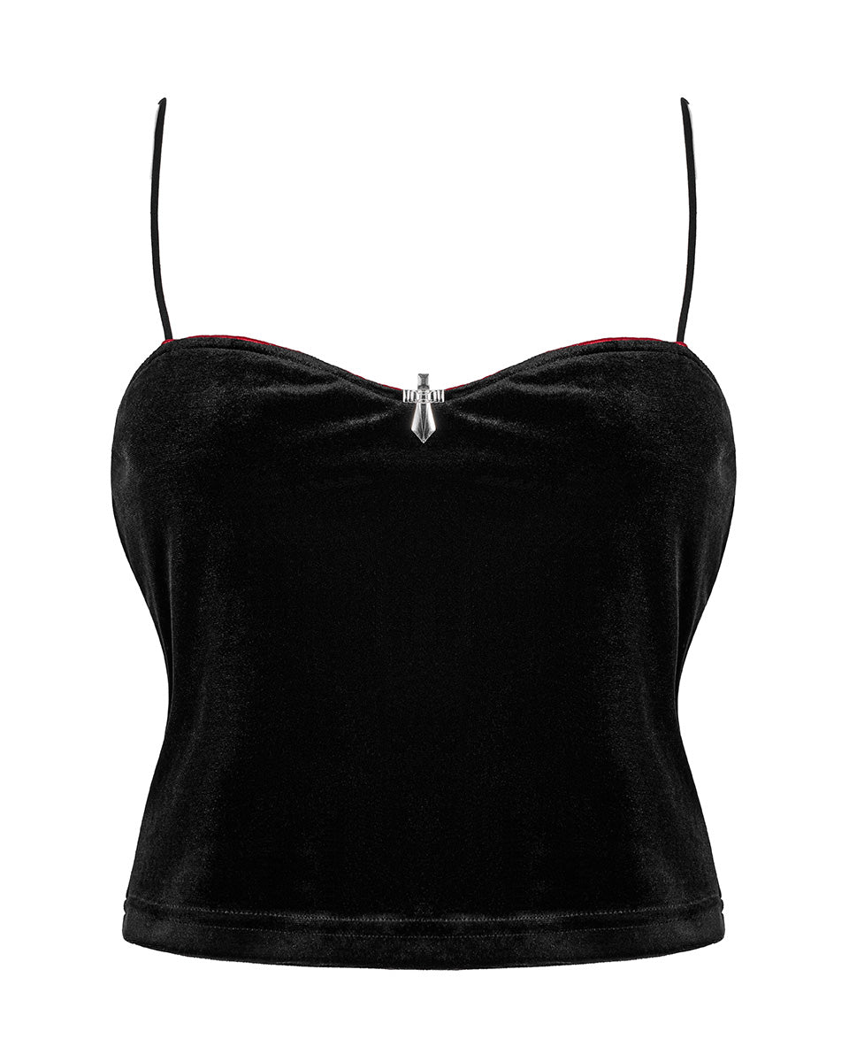 OPT-812 Daily Life Dark Gothic 2 Piece Top & Velvet Cami Set