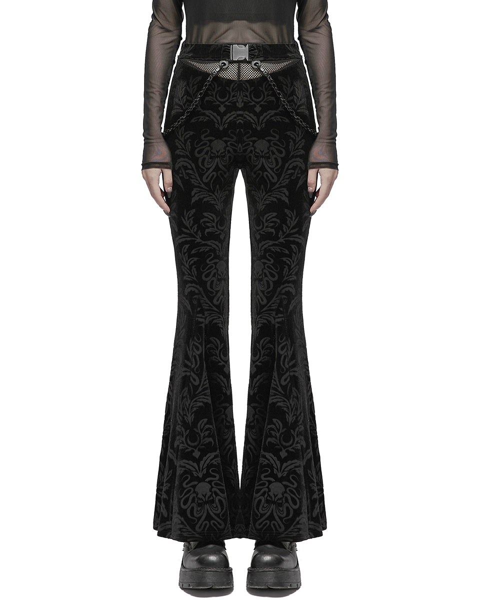 OPK-476 Daily Life Casual Baroque Gothic Velvet Flared Pants