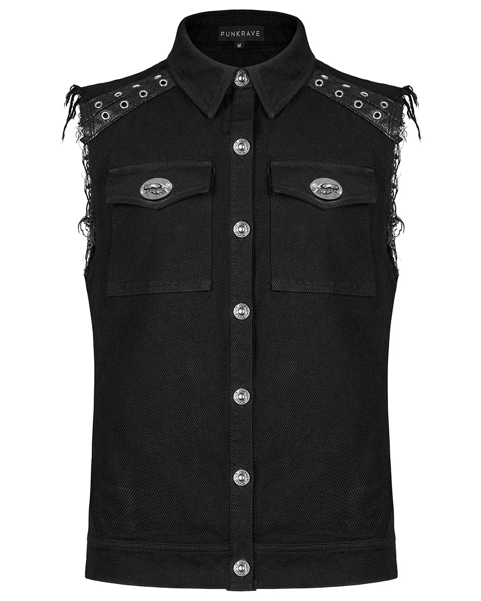 WY-1361 Mens Cutoff Biker Vest