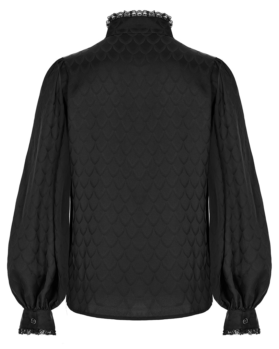 WY-1409 Mens Viserion Dragonscale Jacquard Gothic Dress Shirt - Black