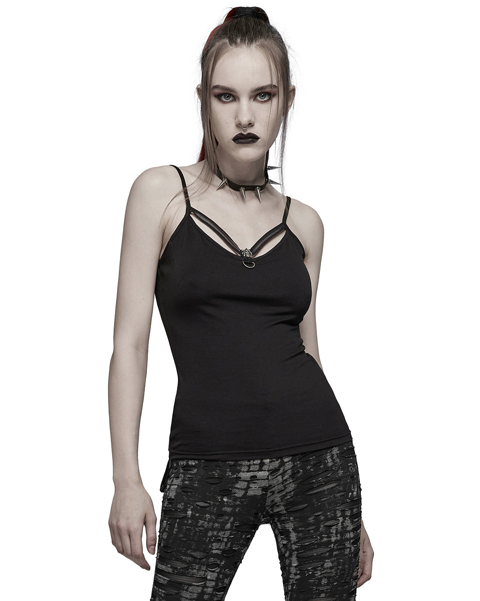 WT-693 Skullshadow Womens Gothic Tank Top Vest - Black