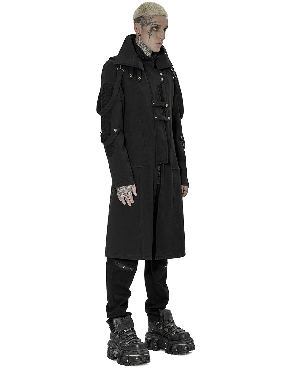 WY-1422 Mens Futuristic Cyberpunk Spliced Knit Coat