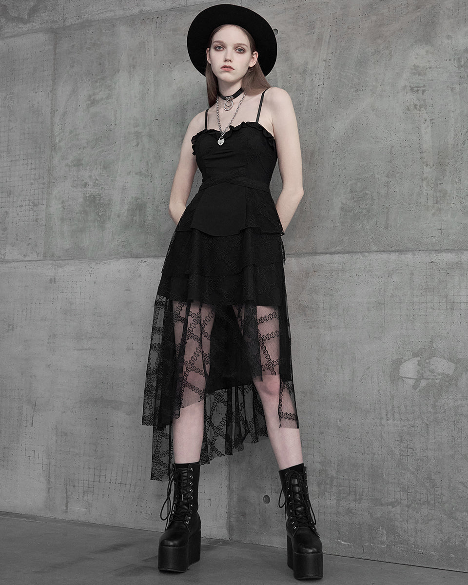 OPQ-721 Daily Life Asymmetric Lace Bohemian Gothic Dress