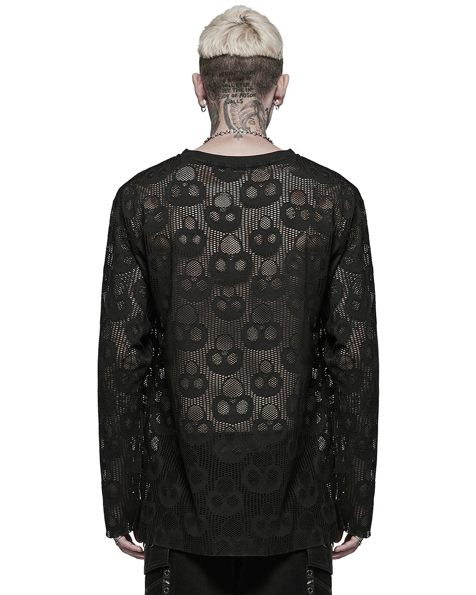 WT-717 Mens Inverted Skull Mesh Tee