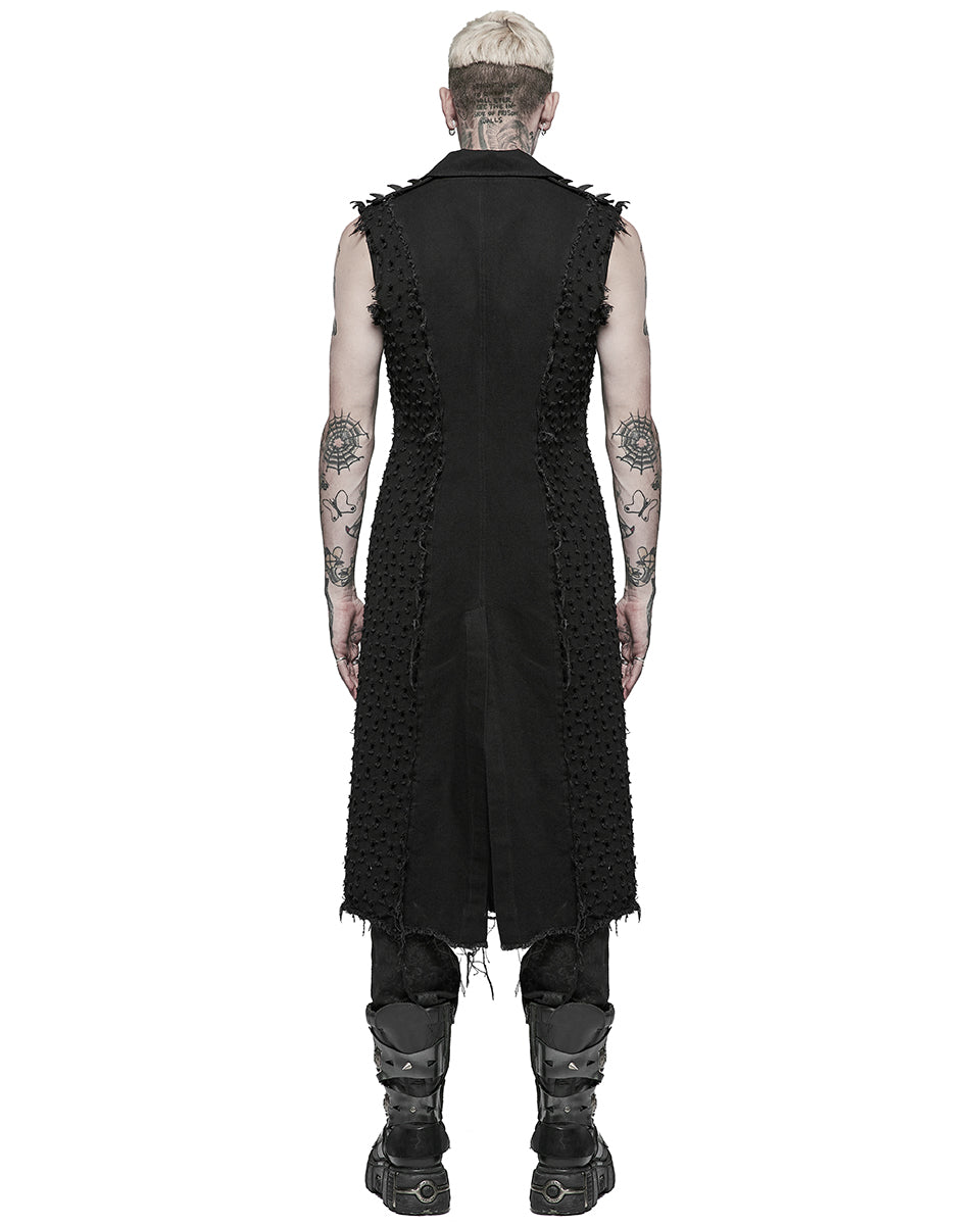 WY-1369 Mens Apocalyptic Punk Cutoff Sleeveless Biker Trench