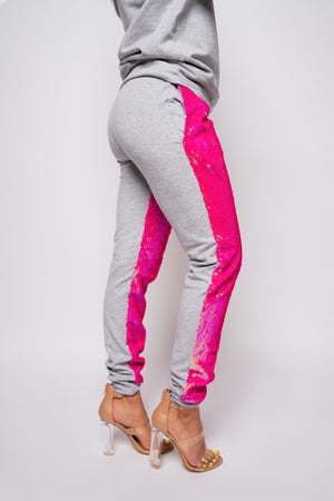 pink sequin joggers