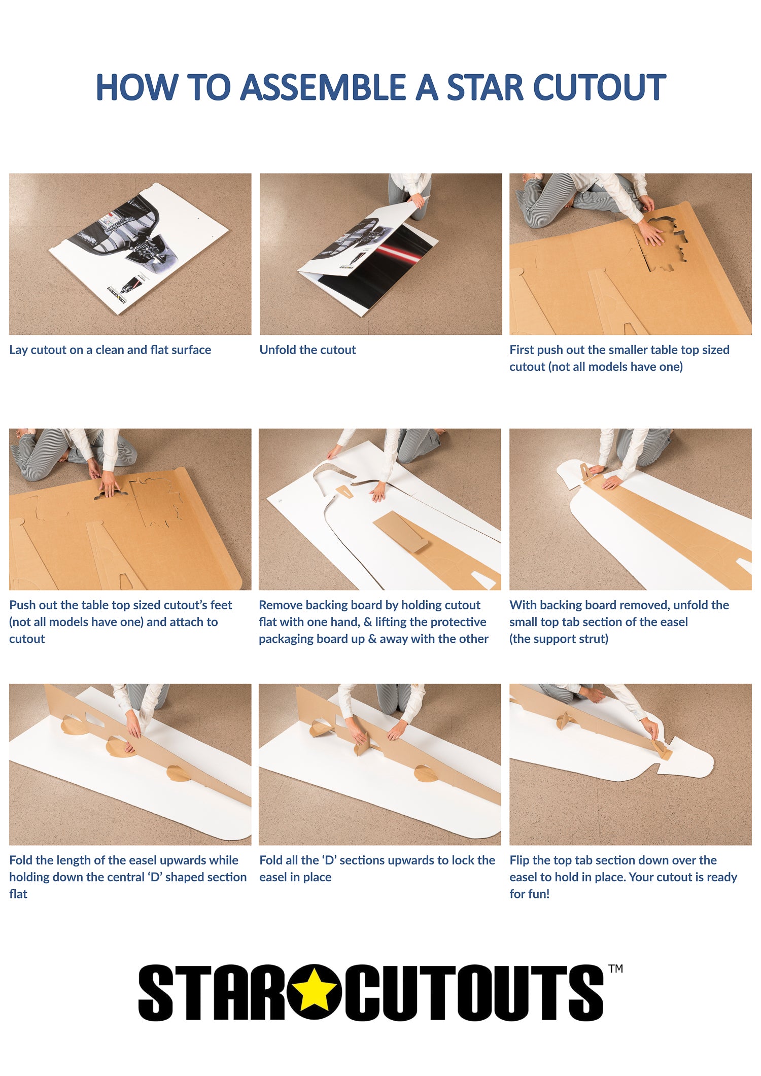 Star Cutouts Cardboard Cutouts Assembly Instructions