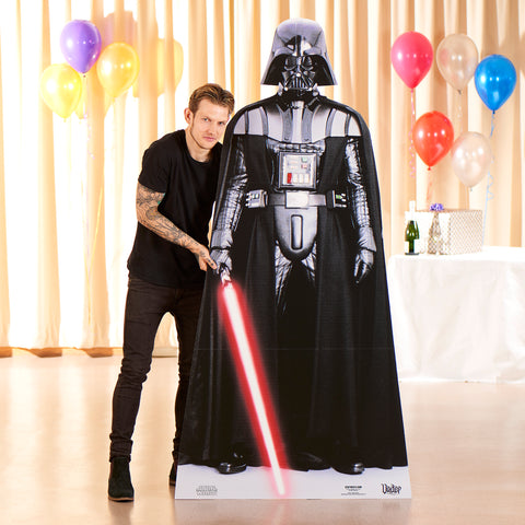 Darth Vader Cardboard cUTOUT WITH FAN AT BIRTHDAY PARTY