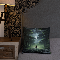 TRIGONAL Future Throw Pillow Emerald Night Forest Polyester Decorative Cushion 18x18