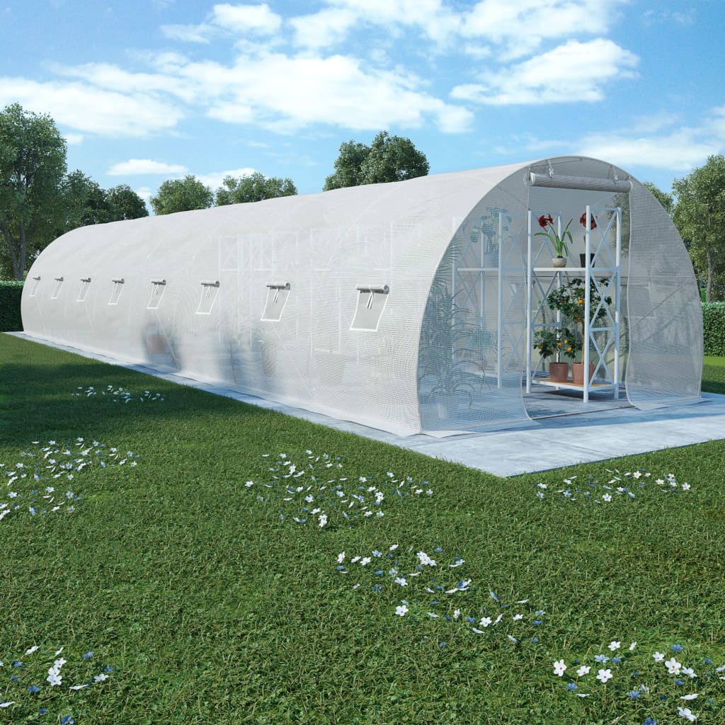 Large Walk-in Greenhouse with 16 Side Windows PE Mesh Fabric Robust Galvanized Steel Structure Easy Assembly