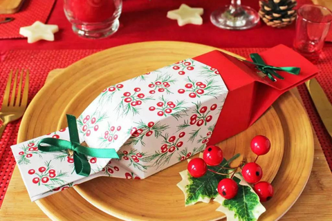 A reusable Christmas Cracker on a table