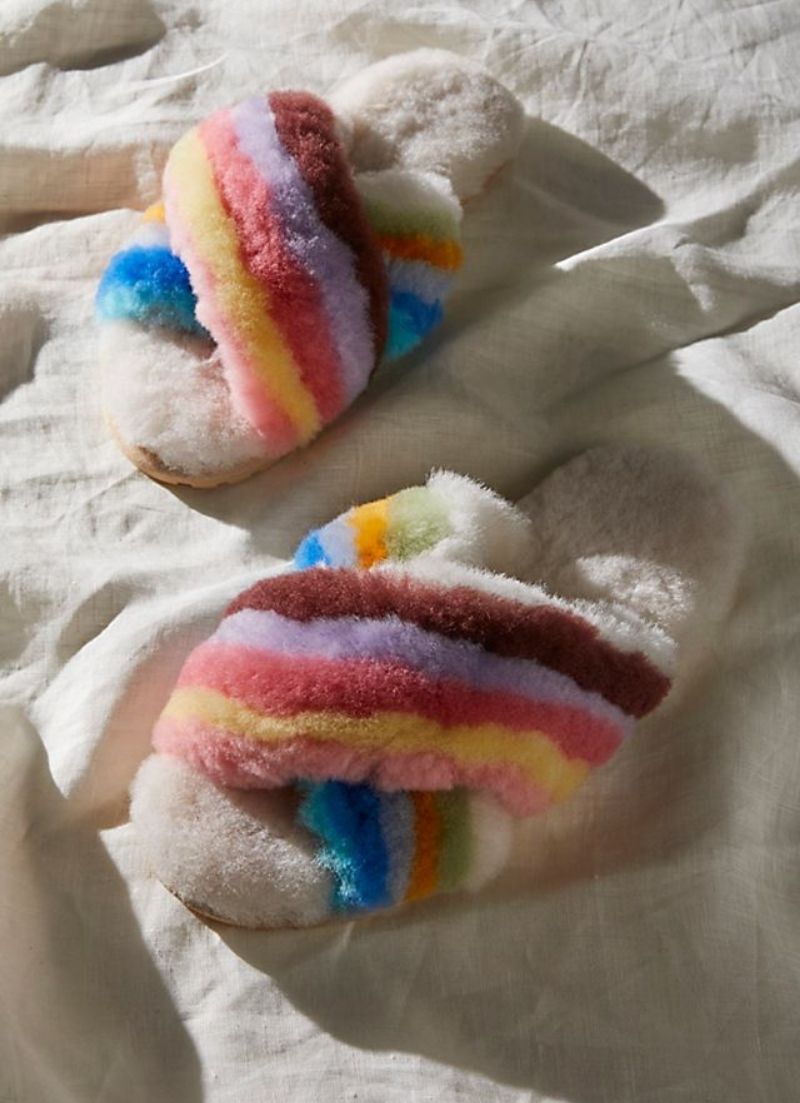 emu rainbow slippers