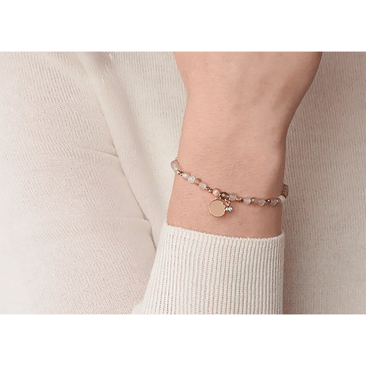 Subtle Trilogy bracelet, Round cut, White, Rhodium plated