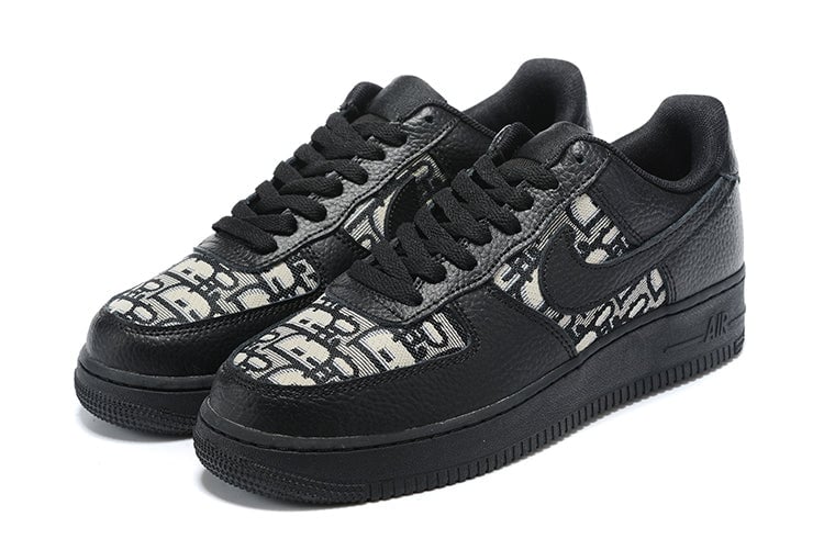 Dior X Nike Air Force 1 Low Black Sneaker Skateboard Flat Shoes 