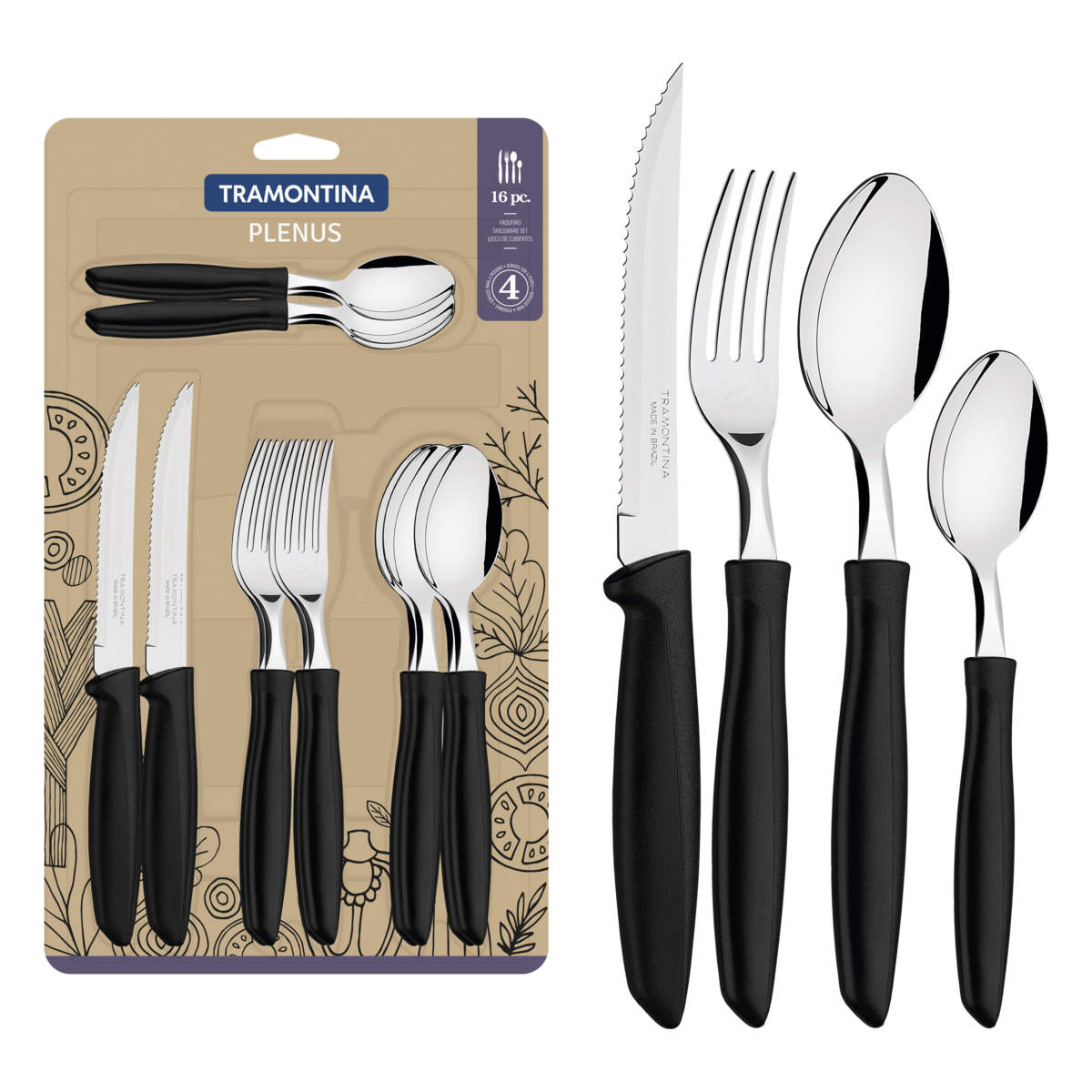  Set of Knives 6 Pieces Tramontina Plenus Black : Home & Kitchen