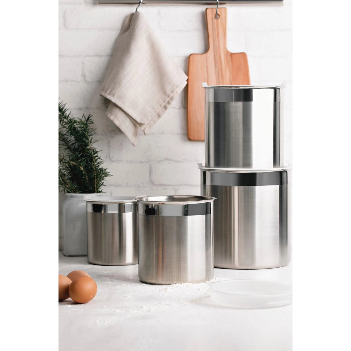 Tramontina Freezinox square stainless steel container set with plastic lid