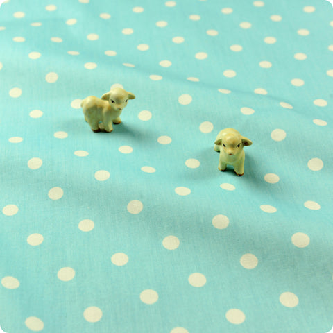 Stars - pastel blue & white moon (width: 160cm) cotton fabric