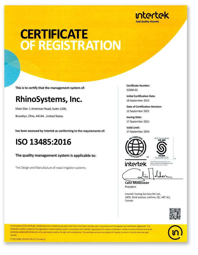 RhinoSystems ISO Certificate