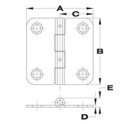 rounded corner hinge