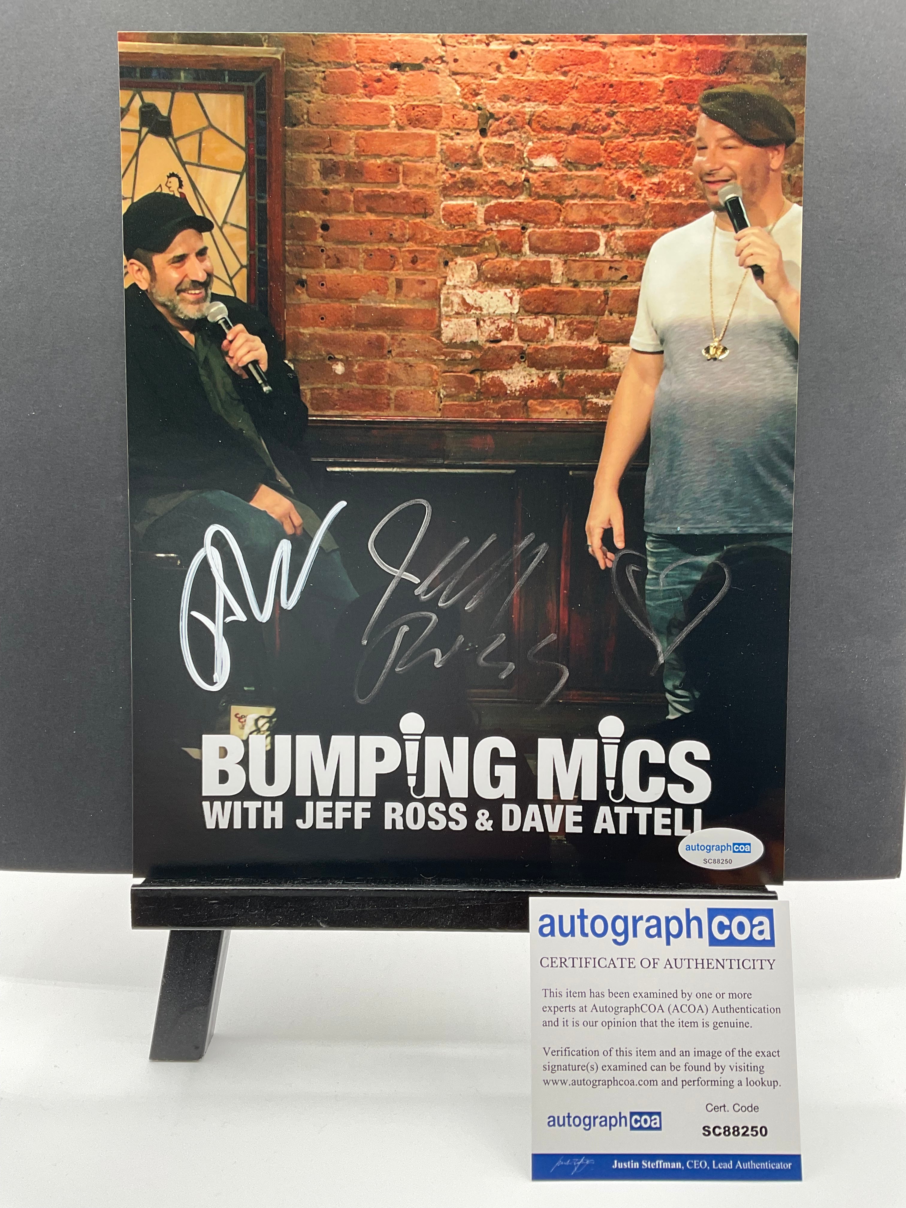 Dave Attell and Jeff Ross Bumping Mics signed photo 8x10 ACOA