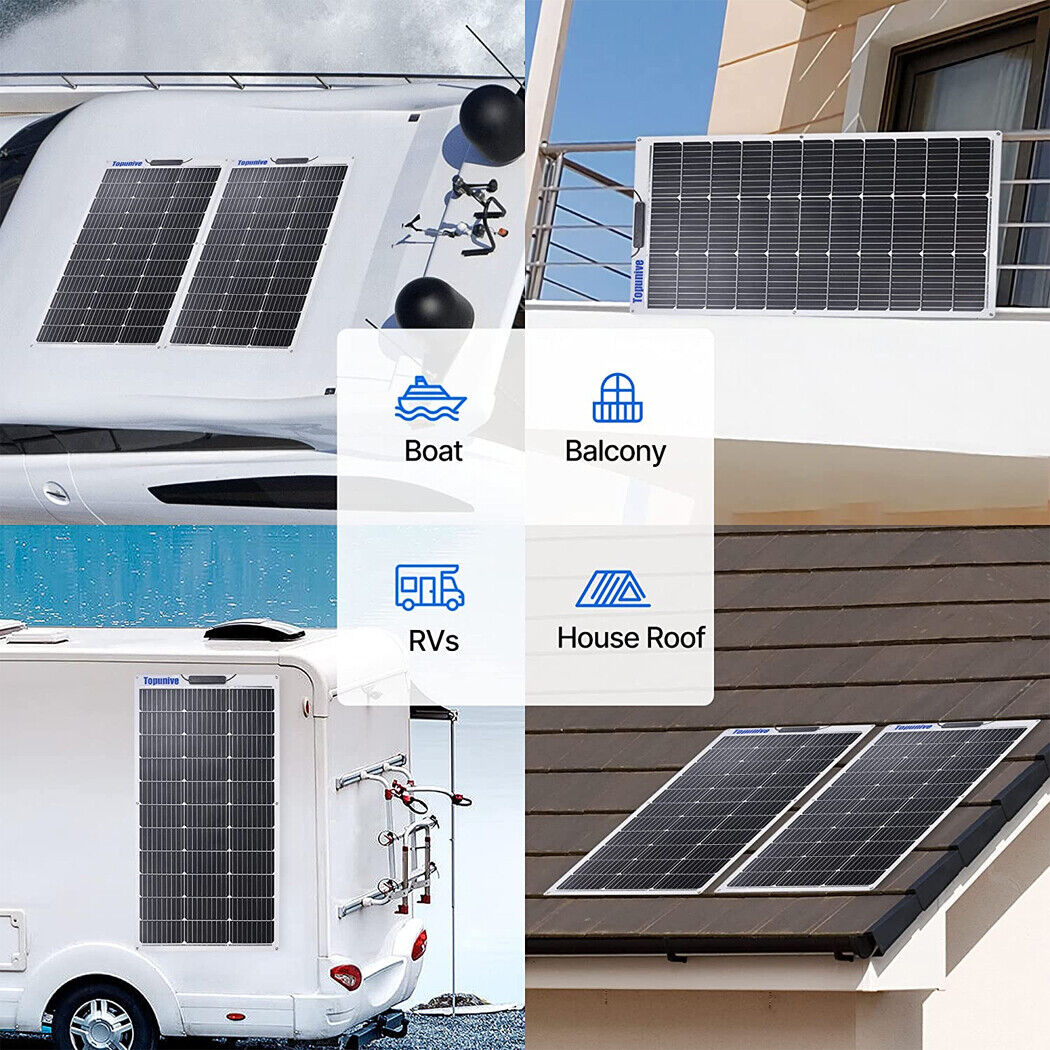 100W 12V Flexible Solar Panel Monocrystalline 12V Battery Caravan Boat Camper