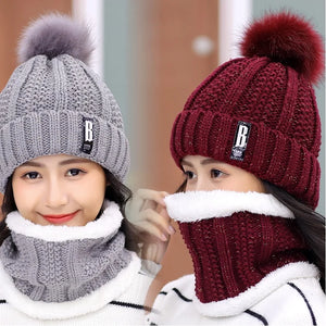 Women's Winter Knitted Scarf & Hat Set - Thick, Warm & Solid Skullies Beanies,  Outdoor Snow Riding Ski Bonnet Caps,  Windproof Headwear & Neckerchief - Perfect Gift for Ladies - Gift-n-Charm: Gifts for All Occasions