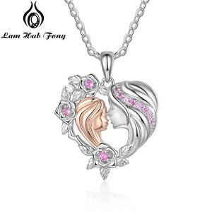 Silver Mother-Daughter Heart Necklace for Mom: Flower & Leaf Design, Rhodium Plated Stylish Necklace for Mother's Day - Excellent Gift for Mother - Gift-n-Charm: Gifts for All Occasions
