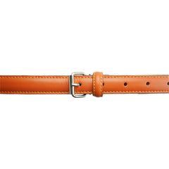 Women's 20mm tan leather belt with silver buckle