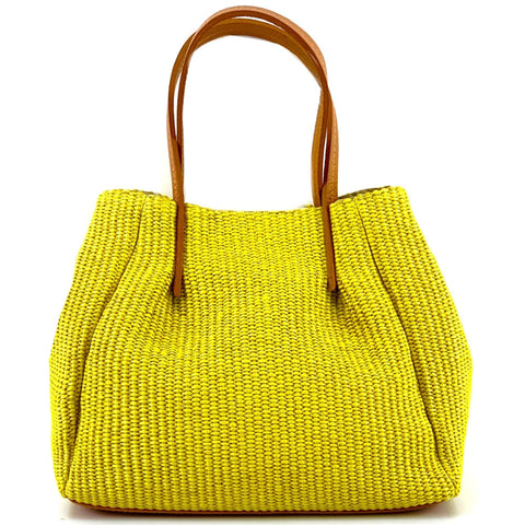 Yellow Raffia Bag from Leather Italiano
