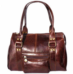 Vegetable tanned leather handbag and purse set with a rich patina
