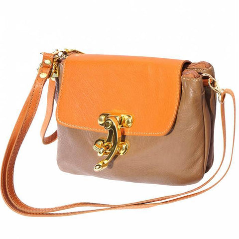 Brown and Tan combination crossbody bag