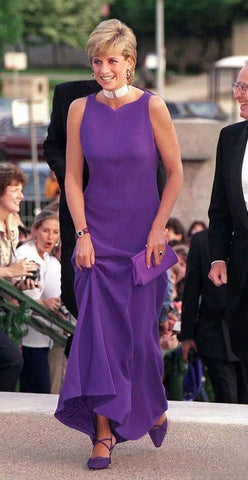 Princess of Wales wearing a fashionable purple dress