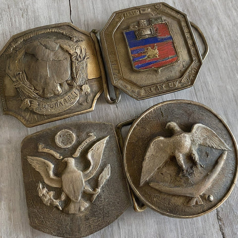 Image of historic military belt buckles