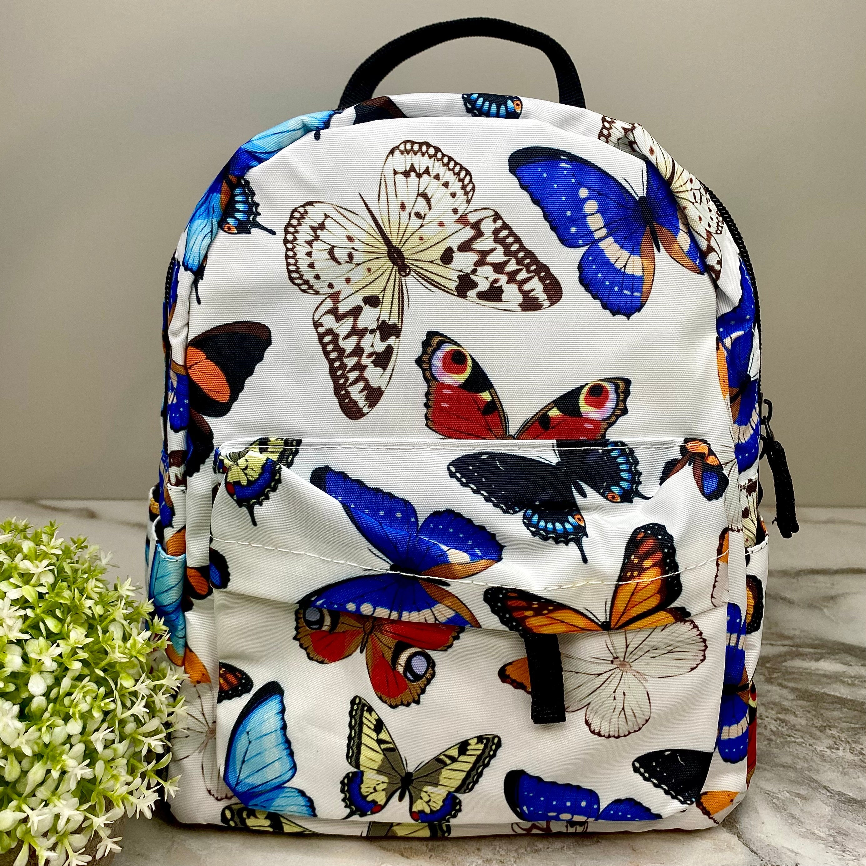 Mini Backpack - Butterfly on White