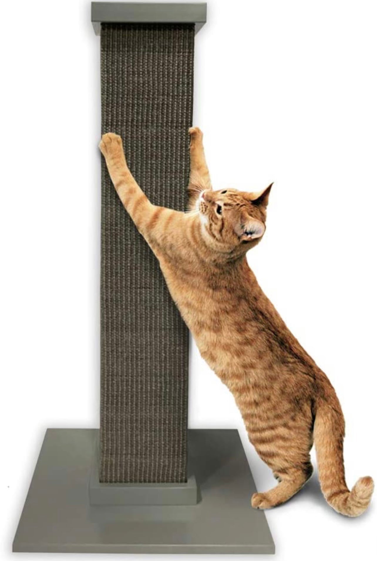 SmartCat Ultimate Scratching Post – Gray, Large 32 Inch Tower - Sisal Fiber, Simple Design - For All Cats