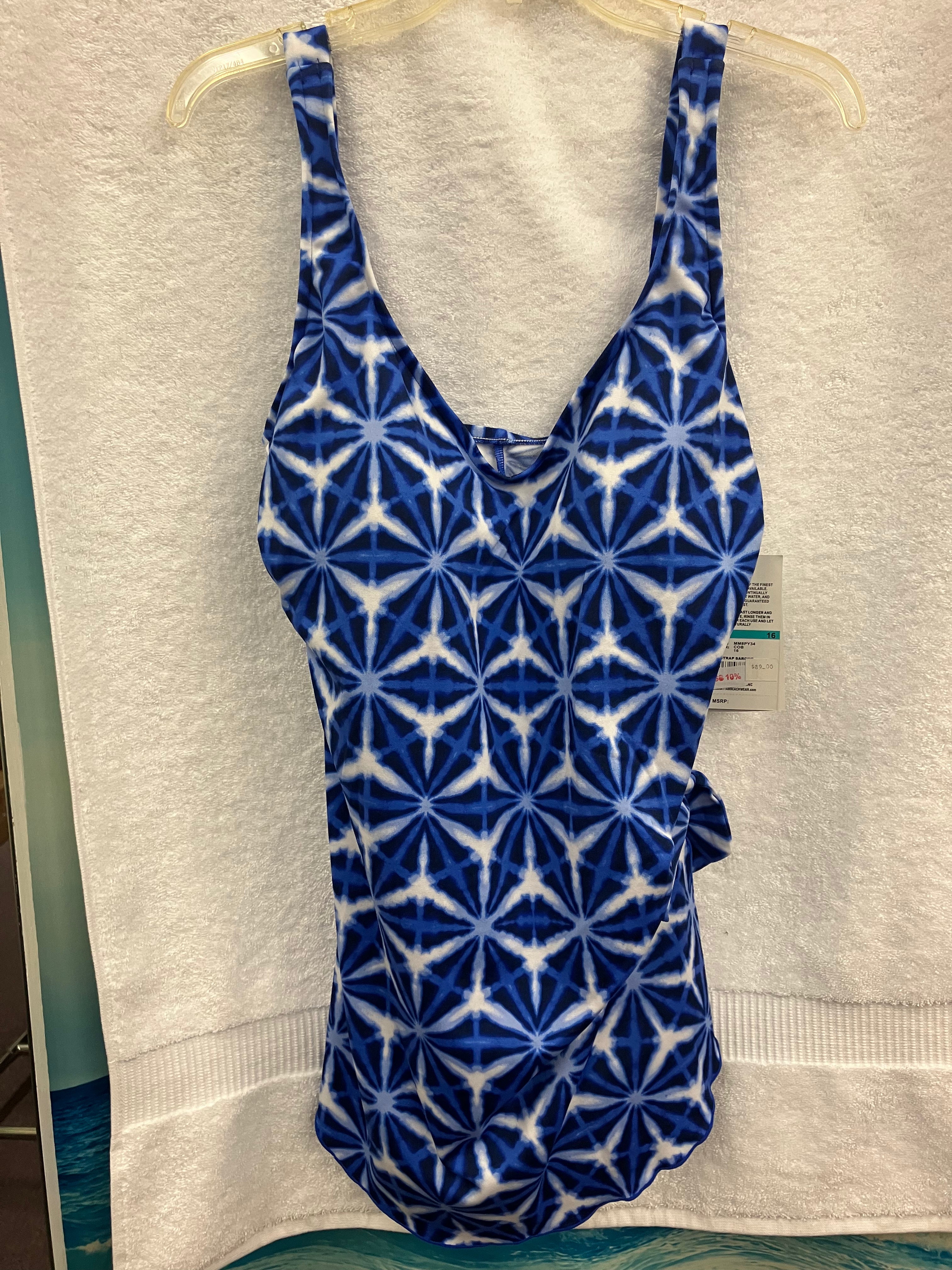 Maxine Cobalt Wide Strap Sarong Suit Size 16