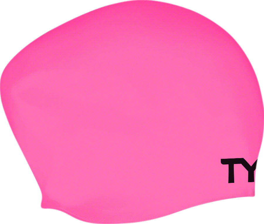 Tyr Pink Long Hair Wrinkle Free Silicone Swim Cap Cys Swim And Tuxedos