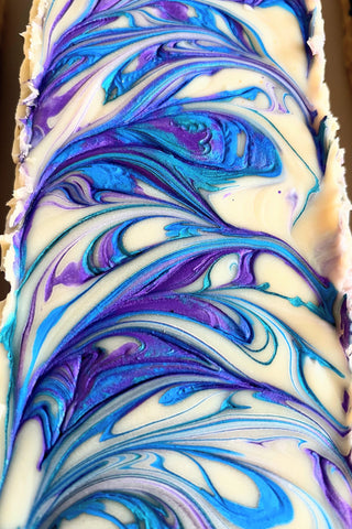 Rosemary honey soap with purple and blue swirls