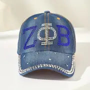 ΖΦΒ Zeta Phi Beta Rhinestone Baseball Cap - A2Zeeshatsandtees