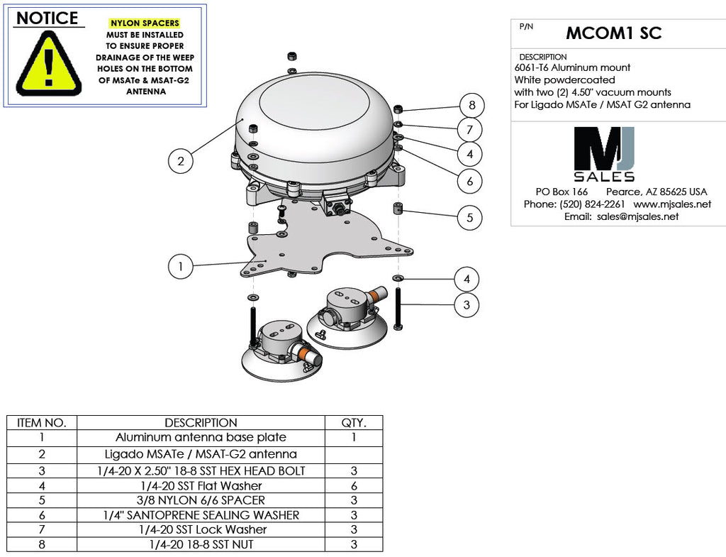 MSAT G2 MSATe ANTENNA SUCTION VACUUM MOUNT FOR SPACECOM ANTENNA