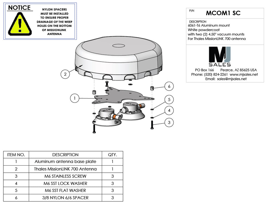 INSTRUCTION SHEET MCOM1 SC for THALES MISSIONLINK 700 ANTENNA