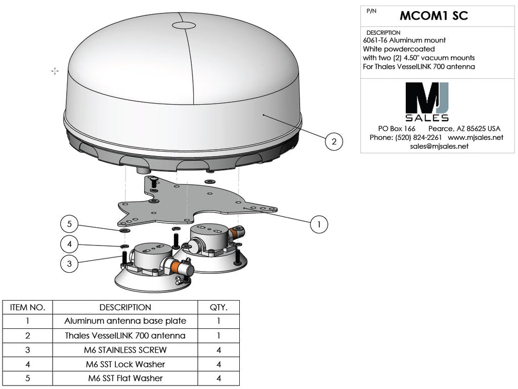 VesseLINK 700 Thales antenna with temporary suction mounts