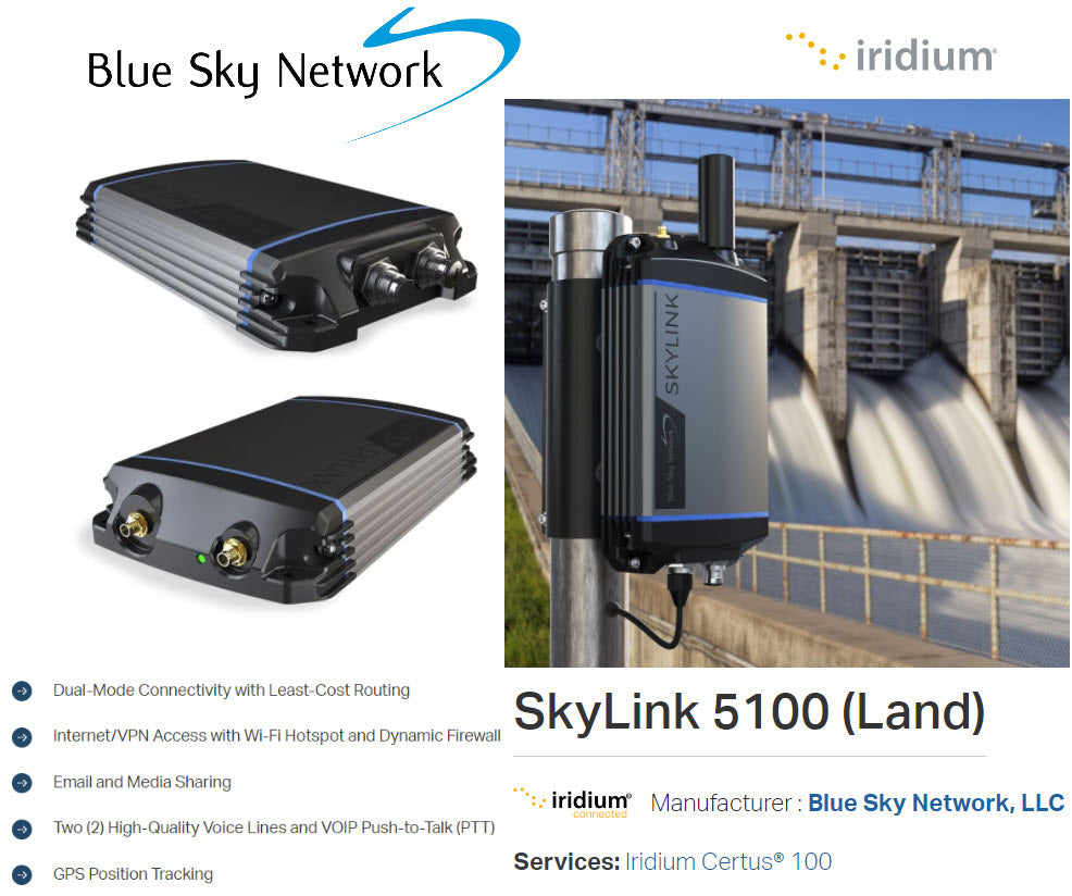 Blue Sky Network SkyLink 1100 Land Fixed site Iridium Certus 100